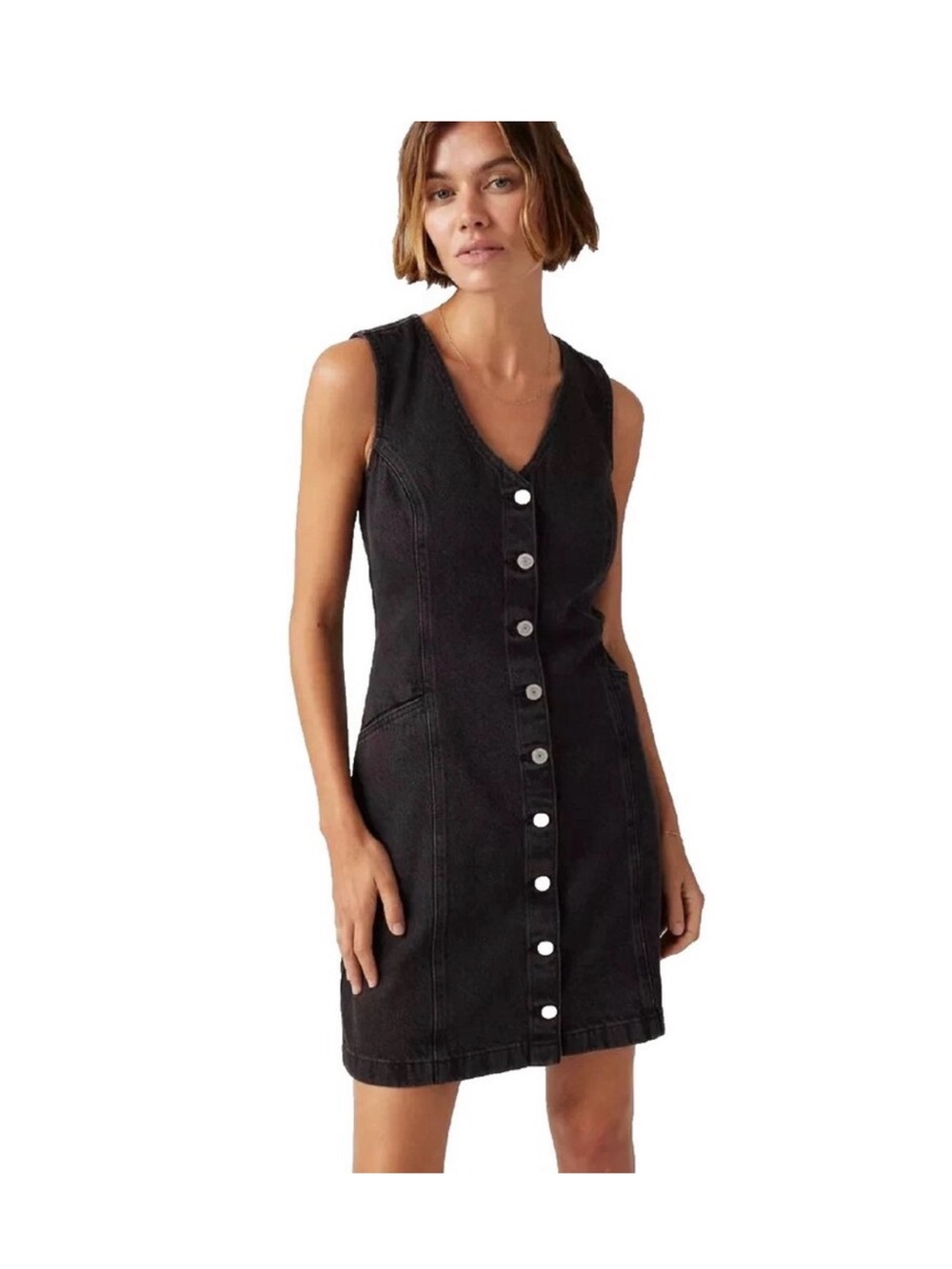Levi's Black Sleeveless Button-Front Dress